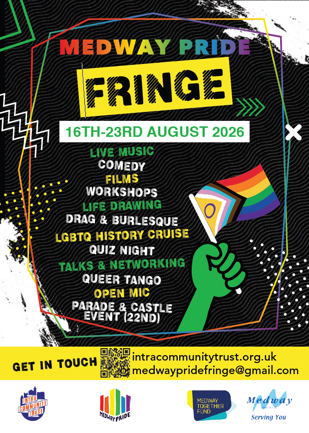 Image of Program Announcing Medway Pride Fringe 16th to 23rd August
